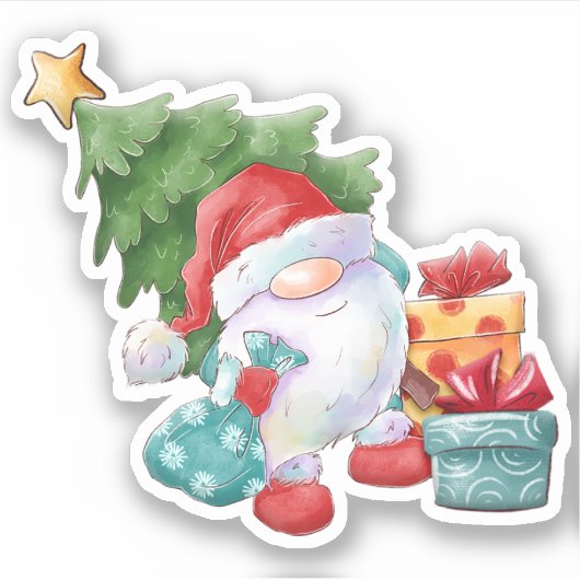 Santa Gnome Sticker (Voorkant)