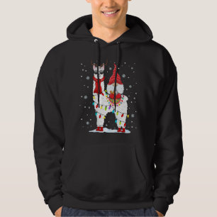 Santa Gnomes Riding Llama Reindeer Kerstlicht Hoodie