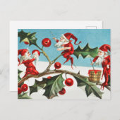 Santa gnomes schilderen heilige bessen briefkaart (Voorkant / Achterkant)