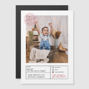Santa Goedgekeurd Ondeugend of Nice Formulier Foto Magnetische Uitnodiging