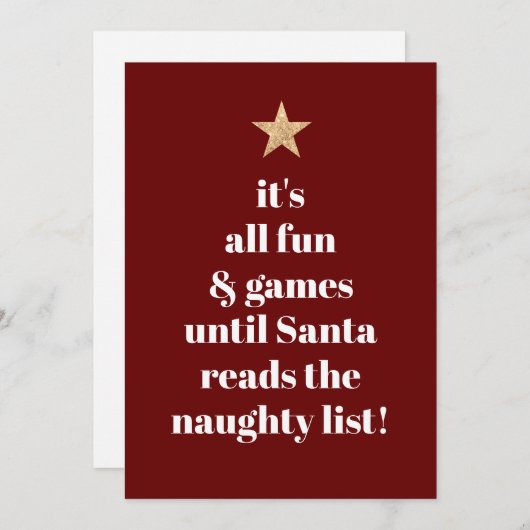 Santa Gold Star Modern Tree Font Funny Quote Feestdagenkaart (Voorkant / Achterkant)