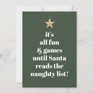 Santa Gold Star Modern Tree Font Funny Quote Green Feestdagenkaart
