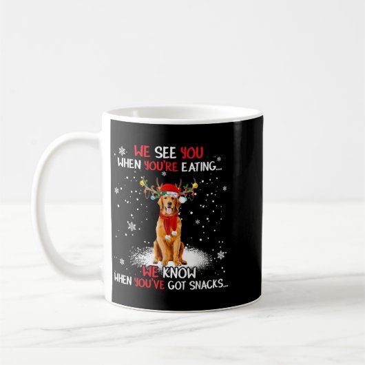 Santa Golden Retriever Reindeer Light Christmas Pa Koffiemok (Links)