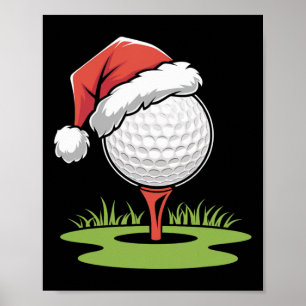 Santa golfbal voor Kerstmis golfbal Kerstmis Poster