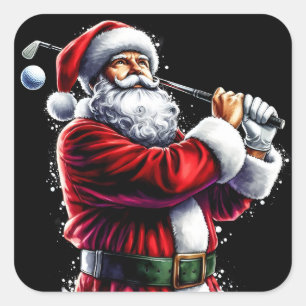Santa Golfen dit vakantieseizoen Vierkante Sticker
