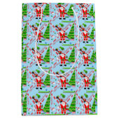 Santa Golfen door Kerstboom Medium Cadeauzakje (Voorkant)