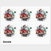 Santa Golfen in de winter Vierkante Sticker (Vel)