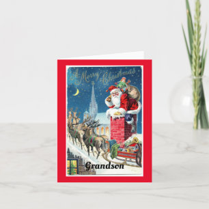 Santa Grandson Holiday Card Feestdagen Kaart