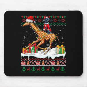 Santa Great Dane Riding Giraffe Kersttrui Muismat