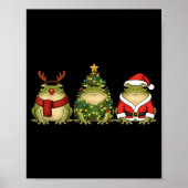 Santa Green Frog Christmas Tree Frog Lover Animal Poster (Voorkant)