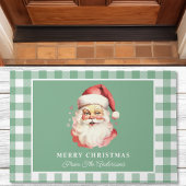  Santa Green Gingham gepersonaliseerde kerst Deurmat
