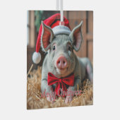 Santa Grey Pig Glass Ornament (Voorkant Rechts)