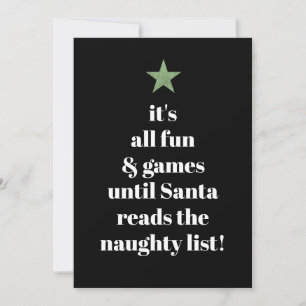Santa Groene Ster Moderne Boom Lettertype Grappige Feestdagenkaart