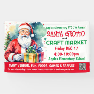 Santa Grotto & Craft Market PTO PTA Kerk Banner