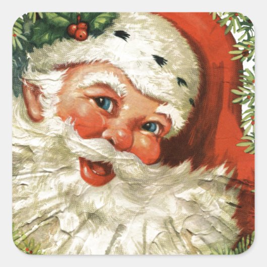 Santa Grunge Vierkante Sticker (Voorkant)