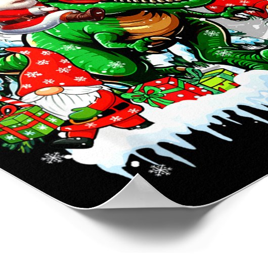 Santa Guinea G Riding T-rex Gnomes Christmas Trees Poster (Hoek)
