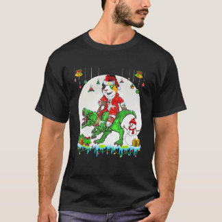Santa Guinea Pig Riding Te Rex Kerstverlichting Sn T-shirt