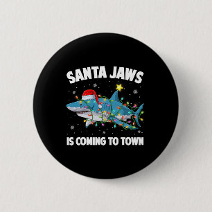 Santa Haai Kerstverlichting Merry Sharkmas Kerstmi Ronde Button 5,7 Cm