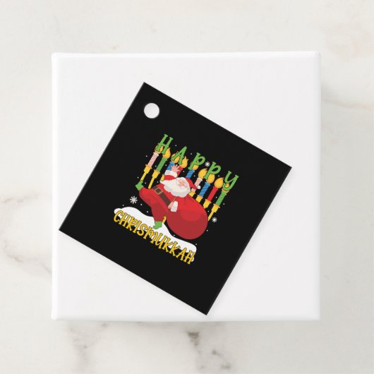 Santa Happy Chrismukkah Funny Hanukkah Kerstmis Bedankjes Labels (In situ)