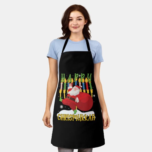 Santa Happy Chrismukkah Funny Hanukkah Kerstmis Schort (Gedragen)