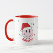 Santa Happy Face Gepersonaliseerd Mok (Links)
