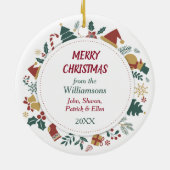 Santa Hat Airedale Terrier Kerst Afbeeldingen kran Keramisch Ornament (Achterkant)