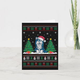 Santa Hat Alaskan Klee Kai Dog Xmas Tree Lights Ug Kaart