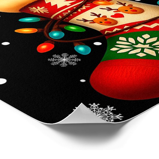 Santa Hat American Bulldog Dog In Christmas Socks Poster (Hoek)