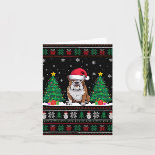 Santa Hat Amerikaanse Bulldog Xmas Tree Lights Ugl Kaart