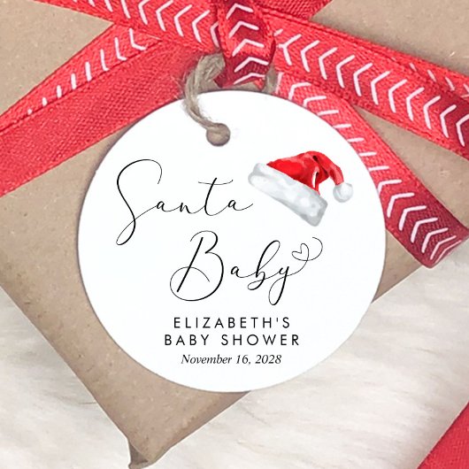 Santa Hat Baby shower Dank u Bedankjes Labels