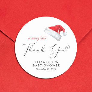 Santa Hat Baby shower Dank u Ronde Sticker