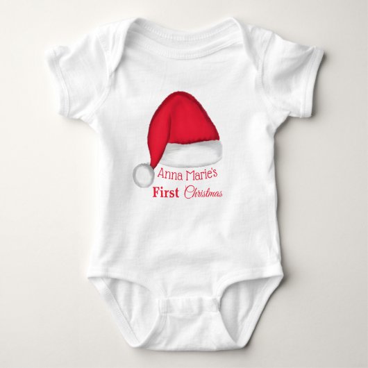 Santa Hat Baby T Shirt Gepersonaliseerd (Voorkant)
