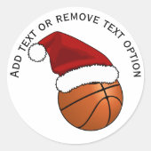 Santa Hat Basketbal Kerstmis Ronde Sticker (Voorkant)