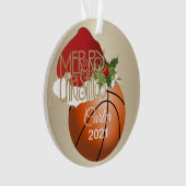 Santa Hat Basketball | DIY-naam Ornament (voorkant)