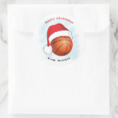 Santa Hat Basketball Merry Kerstmis Ronde Sticker (Tas)