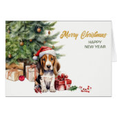 Santa Hat Basset Hound Chien chiot Noël (Devant horizontal)