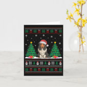 Santa Hat Bearded Collie Dog Xmas Tree Lights Ugly Kaart (Gele Bloem)