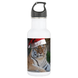Santa Hat Bengal Tiger Waterfles