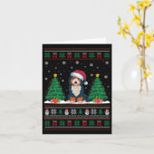 Santa Hat Bernedoodle Hond Kerstboom Lights Ug Kaart (Gele Bloem)