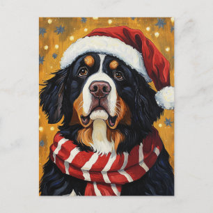 Santa Hat Berner Sennenhond Feestelijke Kerst Briefkaart