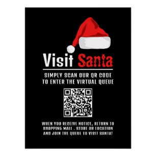 Santa Hat, Bezoek Santa, QR Code Queue Perfect Poster