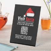 Santa Hat, Bezoek Santa, QR Code Queue Reclamebord Met Voetstuk (Insitu)