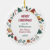 Santa Hat Bichon Frise Dog Christmas Afbeeldingen  Keramisch Ornament (Achterkant)