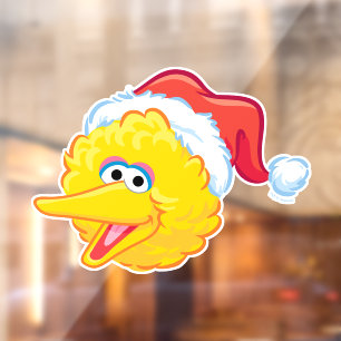 Santa Hat Big Bird Raamsticker