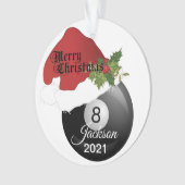 Santa Hat Billiard-ontwerp | DIY-naam Ornament (voorkant)