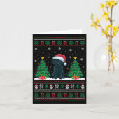 Santa Hat Black Labrador Dog Xmas Tree Lights Ugly Kaart (Gele Bloem)