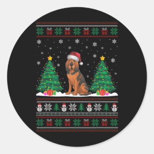 Santa Hat Bloedhond Kerstboom Lights Ugl Ronde Sticker
