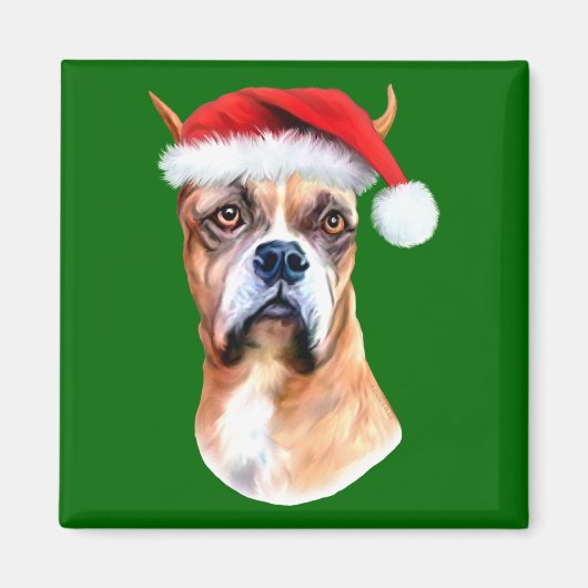 Santa Hat Boxer Magneet (Voorkant)