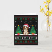 Santa Hat Brittany Spaniel Hond Xmas Tree Lights U Kaart (Gele Bloem)