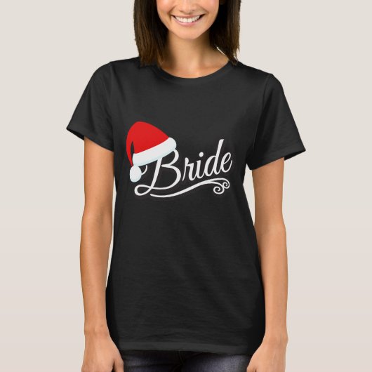 Santa Hat Bruid T-Shirt zwart (Voorkant)